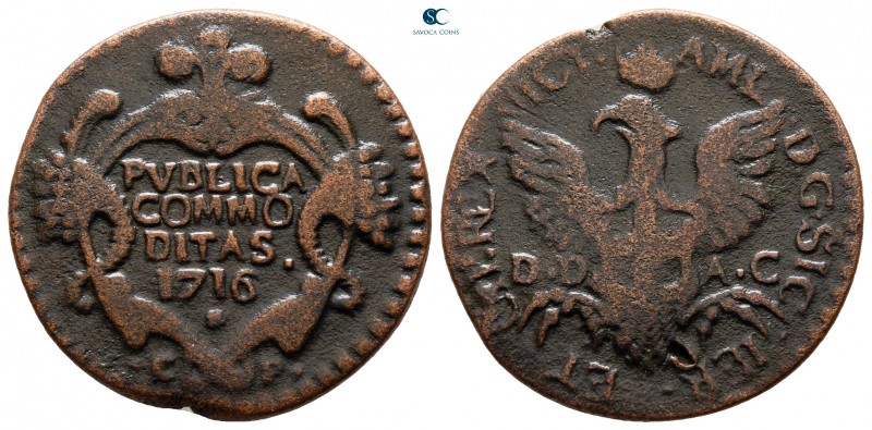 Italy. Sardinia. Vittorio Amedeo II AD 1713-1718.
Grano 1716

24 mm., 4,89 g....