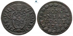 Italy. Pius VI AD 1775-1799. Quattrino 1784