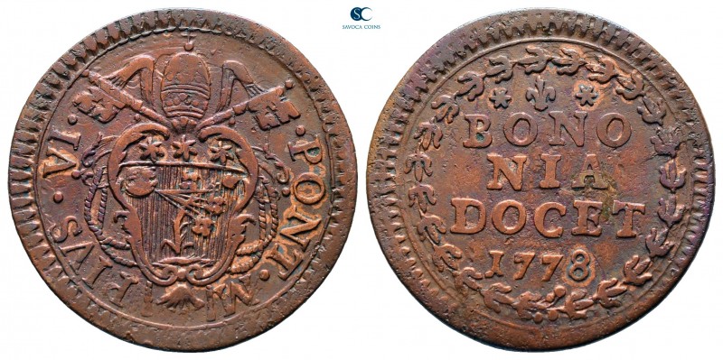 Italy. Pius VI AD 1775-1799.
Quattrino 1778

22 mm., 2,35 g.



very fine