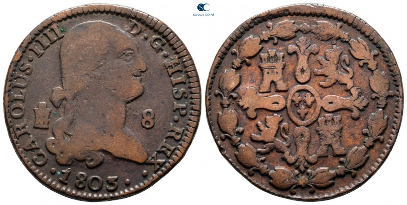 Spain. Segovia. Charles IIII AD 1788-1808.
8 Maravedis

32 mm., 10,64 g.

...