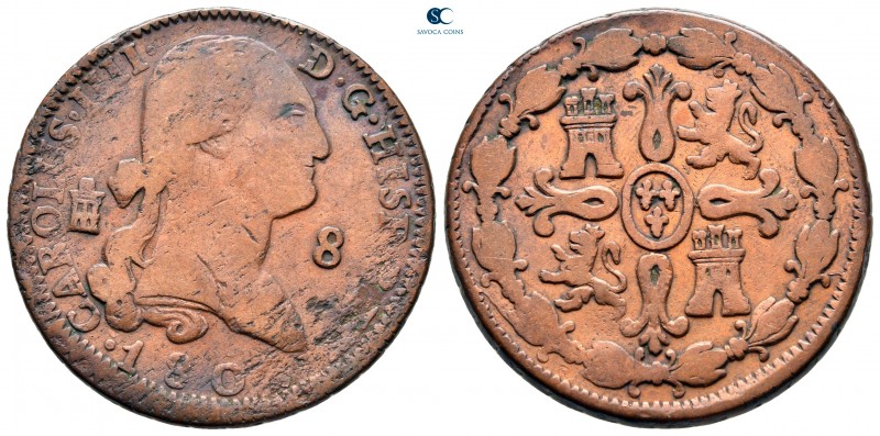 Spain. Segovia. Charles IIII AD 1788-1808.
8 Maravedis 

32 mm., 10,91 g.

...