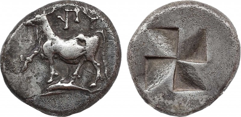 THRACE. Byzantion. Siglos (Circa 340-320 BC).
Obv: 'ΠΥ.
Bull standing left on do...