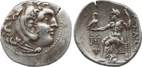 KINGS OF MACEDON. Alexander III 'the Great' (336-323 BC). Drachm. Chios.
Obv: Head of Herakles right, wearing lion skin.
Rev: AΛΕΞΑΔΡΟΥ.
Zeus seated l...