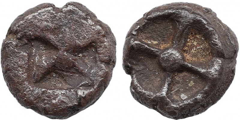 ATTICA. Athens. Circa 515-510 BC. Obol. 'Wappenmünzen' type. Obv: Wheel with fou...
