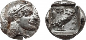 ATTICA. Athens. Tetradrachm (Circa 470-465 BC). Transitional issue.
Obv: Helmeted head of Athena right, with frontal eye.
Rev: AΘE.
Owl standing ri...