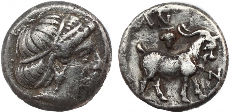 TROAS. Antandros. Early 4th century BC. Trihemiobol. Obv: Head of Artemis Astyre...