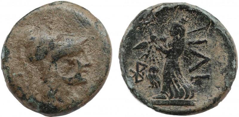 TROAS. Ilion. Ae (Circa 133-119 BC).
Obv: Helmeted head of Athena right.
Rev: IΛ...