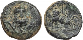PISIDIA, Selge. 2nd-1st centuries B.C. AE.
Laureate and bearded head of Herakles facing, lion-skin around neck; club to right
Rev: ΣE-Λ, stag reclin...