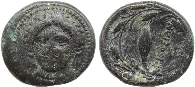 THRACE. Krithote. Ae (Circa 350-309 BC).
Obv: Facing head of Demeter.
Rev: ΚΡΙ...