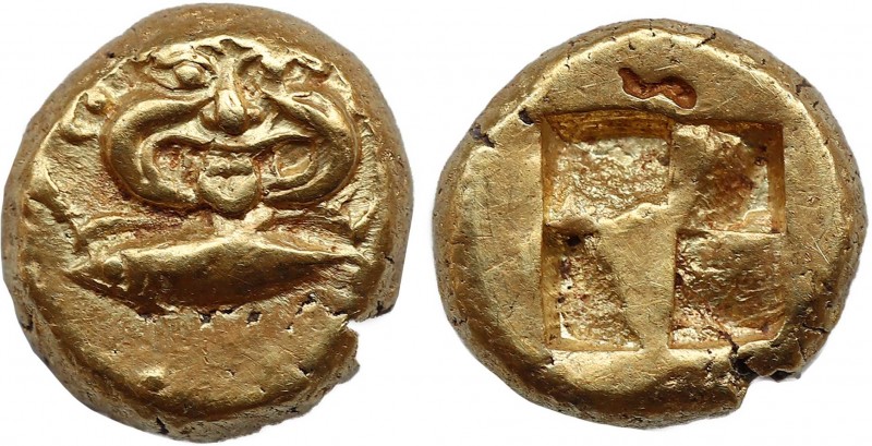 MYSIA. Kyzikos. EL Hekte (Circa 550-500 BC).
Obv: Facing gorgoneion; below, tunn...