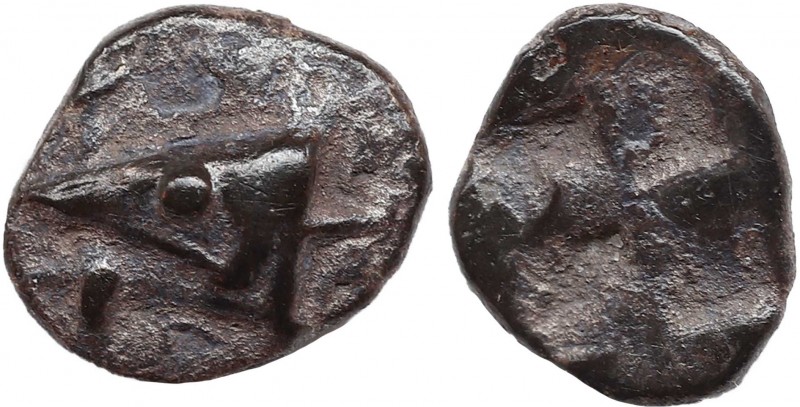 MYSIA. Kyzikos. Obol ( Circa 600-550 BC). Obv: Tunny head left over tunny. Rev: ...