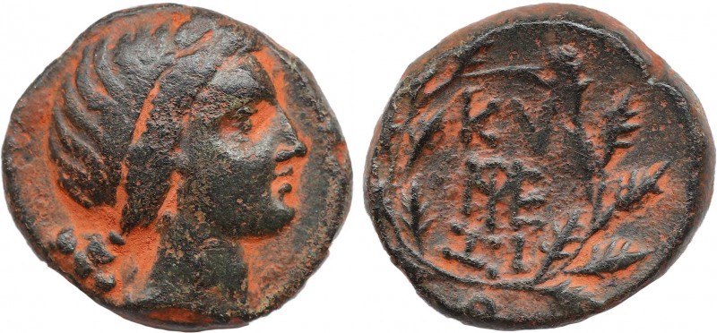 MYSIA. Kyzikos. Ae (2nd-1st centuries BC).
Obv: Head of Kore right.
Rev: KY / ZI...
