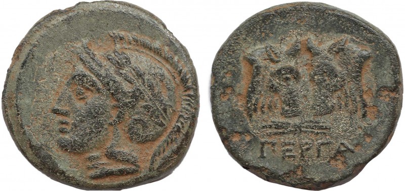 MYSIA. Pergamon. Ae (Circa 310-282 BC).
Obv: Helmeted and laureate head of Athen...