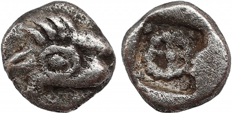 Ionia. Phokaia circa 521-478 BC. Obol. Obv: Head of griffin left Rev: Quadripart...