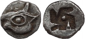 IONIA, Phokaia. Tetartemorion. (Circa 6th century BC).
Obv: Head of seal left.
Rev: Incuse square punch.
BMC 79; SNG Copenhagen -; SNG von Aulock -; R...