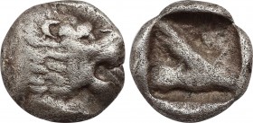 CARIA. Lindos. Obol (Circa 550-500 BC).
Obv: Head of roaring lion right.
Rev: Two rectangular incuse punches.
SNG Keckman 354-5.
Condition: Near very ...