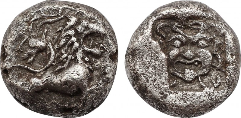 ASIA MINOR. Uncertain. Drachm. (5th century BC). Obv: Elements of Chimaera: fore...