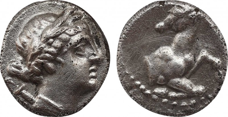 IONIA. Ephesos AR Obol. (Circa 250-200 BC). Obv: Draped bust of Artemis right, q...