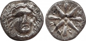 SATRAPS OF CARIA. Pixodaros (Circa 341/0-336/5 BC). Trihemiobol. Halikarnassos.
Obv: Laureate head of Apollo facing slightly right.
Rev: ΠIΞΩΔAPO.
Sta...