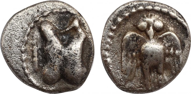 PISIDIA, Selge(?). (Circa 400-350 BC). AR Obol. Obv: Astragalos; small club at s...