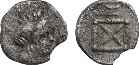 Cyprus. Salamis (?) circa 400-100 BC.
Tetartemorion.
Obv: Turreted female head right. Rev: Monogram within circle. Condition: Very fine.
Weight: 0....