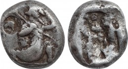 ACHAEMENID EMPIRE. Time of Darios I to Xerxes II (Circa 485-420 BC). Siglos. Sardes. Obv: Persian king in kneeling-running stance right, holding spear...