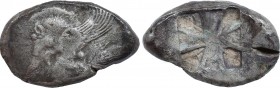 LYCIA. Uncertain Dynasty. ( Circa 525-480 BC). Stater. Obv: Forepart of winged boar running left; below. Rev: Incuse square with Maltese cross pattern...