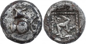 PAMPHYLIA. Aspendos. Obol (465-430 BC). Obv: Vase. Rev: Triskeles right within incuse square. SNG BN 14 var. (triskeles left). Condition: Extremely fi...