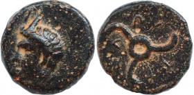 DYNASTS OF LYCIA. Perikles (Circa 380-360 BC). Ae.
Obv: Horned head of Pan left .
Rev: Triskeles.
SNG von Aulock 4257-8.
Condition: Very fine.
Weight:...