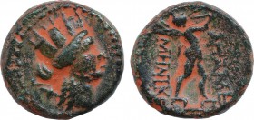 PHRYGIA. Apameia. 113-48 B.C. AE 133-48 B.C. Magistrate Kelainos. Obv: Turreted bust of Artemis right, bow and quiver at shoulder. Rev: AΠAM[E] - MHTP...