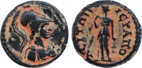 PHRYGIA. Hierapolis. Pseudo-autonomous (2nd-3rd centuries). Ae.
Obv: Helmeted and draped bust of Athena right, wearing aegis.
Rev: IЄPAΠOΛЄITΩN.
Nemes...