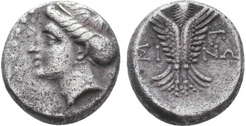 PAPHLAGONIA. Sinope. Hemidrachm (Circa 330-250 BC). Obv: Head of nymph left, wit...