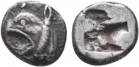 IONIA. Phokaia. Diobol (Circa 521-478 BC).
Obv: Head of griffin left.
Rev: Rough incuse square.
SNG Keckman 300; SNG von Aulock 2116.
Condition: Good ...