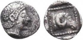 TROAS, Kebren. (Circa 387-310 BC). AR Obol. Obv: Ram’s head right. Rev: Youthful male head right. SNG Ashmolean –; SNG Copenhagen –; SNG von Aulock 76...