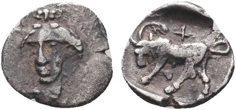 IONIA. Phygela. Hemiobol (Circa 400-380 BC).
Obv: Head of Artemis Munychia faci...