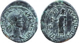 LYDIA. Apollonis. Pseudo-autonomous (1st-2nd centuries). Ae.
Obv: ΘEON CYNKΛHTON.
Draped bust of Senate right.
Rev: AΠΠOΛΛΩNIΔEΩN.
Dionysos standing f...