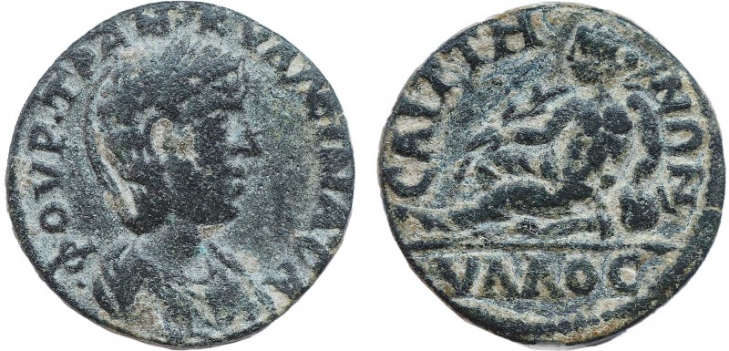 LYDIA. Saitta. Tranquillina, Augusta, 241-244. Ae . Obv: ΦΟYΡ ΤΡΑΝΚYΛΛЄΙΝΑ CΑ Dr...