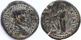 PHRYGIA. Laodikeia. Hadrian (117-138). Ae.
Obv: AY KAI TPA AΔΡΙANOC.
Laureate, draped and cuirassed bust right.
Rev: ΛAOΔIKEΩN.
Zeus standing left, ho...