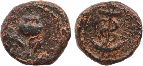 PHRYGIA. Ankyra. Autonomous issues, 1st - 2nd century AD. Obv: Poppy between two grain ears. Rev. Anchor entwined by serpent. Lindgren I A 884B. Condi...