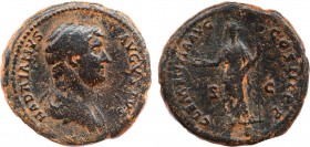 HADRIAN (117-138). Dupondius or As. Rome.
Obv: HADRIANVS AVGVSTVS.
Bareheaded, draped and cuirassed bust right.
Rev: CLEMENTIA AVG COS III P P / S ...