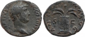 HADRIAN (117-138). As. Rome.
Obv: HADRIANVS AVG COS III P P.
Laureate head right.
Rev: ANNONA AVG / S - C.
Modius with grain ears and poppy.
RIC² 2378...