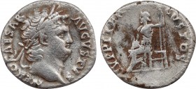 NERO (54-68). Denarius. Rome.
Obv: NERO CAESAR AVGVSTVS.
Laureate head right.
Rev: IVPPITER CVSTOS.
Jupiter seated left on throne, holding thunderbolt...