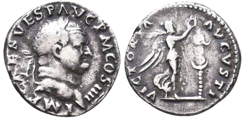 VESPASIAN (69-79). Denarius. Rome.
Obv: IMP CAES VESP AVG P M COS IIII.
Laureate...