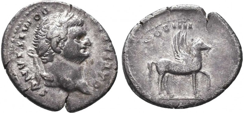 DOMITIAN (Caesar, 69-81). Denarius. Rome.
Obv: CAESAR AVG F DOMITIANVS.
Laureate...