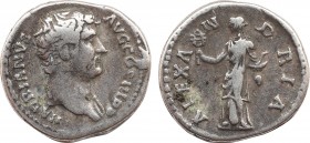 HADRIAN (117-138). Denarius. Rome. "Travel Series" issue.
Obv: HADRIANVS AVG COS III P P.
Bare head right.
Rev: ALEXANDRIA.
Alexandria standing le...