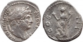 HADRIANUS (117-138)
Denarius. 134-138, Rome. Obv: HADRIANVS - AVGVSTVS P P, portrait bust with laurel wreath to the right. Rev: COS - III. Felicitas w...