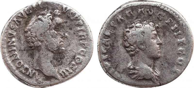 ANTONINUS PIUS with MARCUS AURELIUS As Caesar (138-161). Denarius. Rome.
Obv: AN...