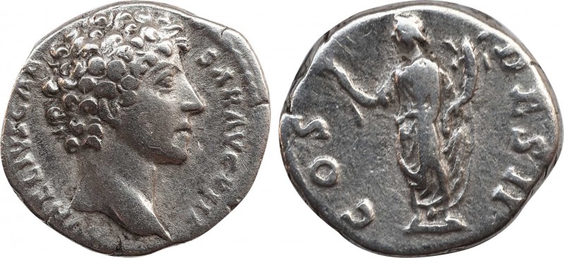 MARCUS AURELIUS (Caesar, 139-161). Denarius. Rome.
Obv: AVRELIVS CAESAR AVG PII ...