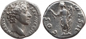 MARCUS AURELIUS (Caesar, 139-161). Denarius. Rome.
Obv: AVRELIVS CAESAR AVG PII F.
Bare head right.
Rev: COS II.
Honos standing left, holding branch a...