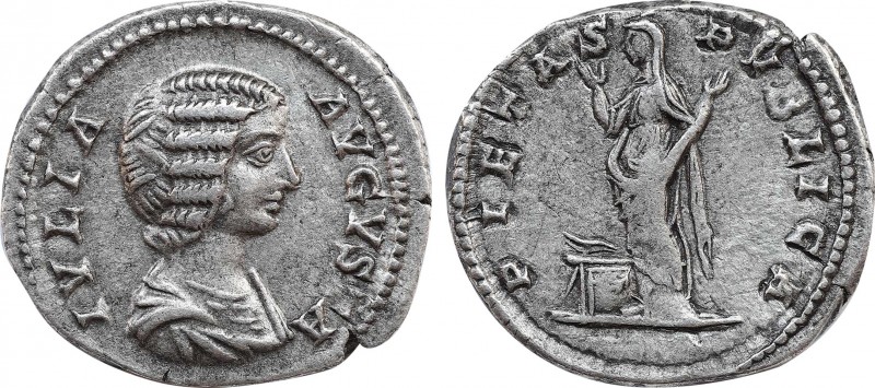 JULIA DOMNA (Augusta, 193-217). Denarius. Rome.
Obv: IVLIA AVGVSTA.
Draped bust ...